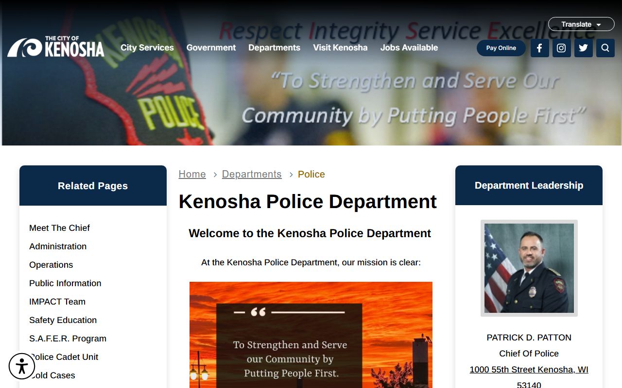 Kenosha inmate population city police department image