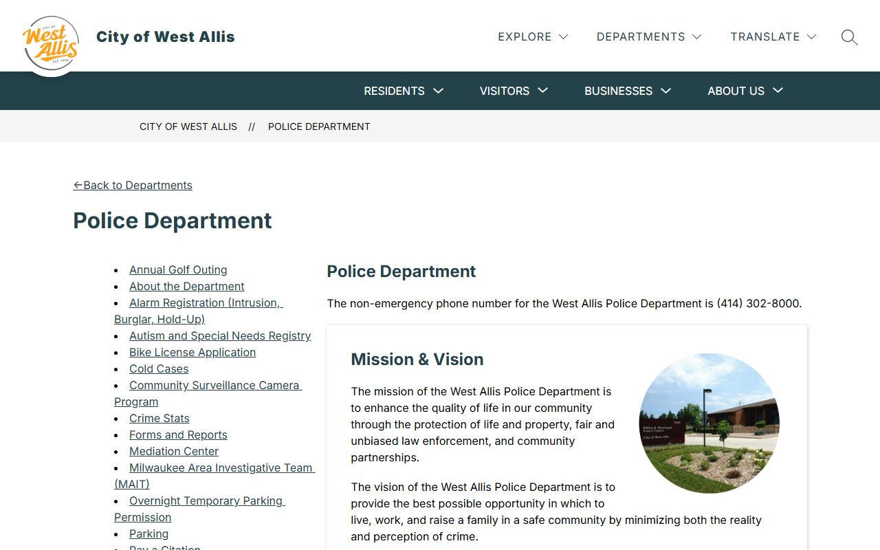 West Allis inmate population police department