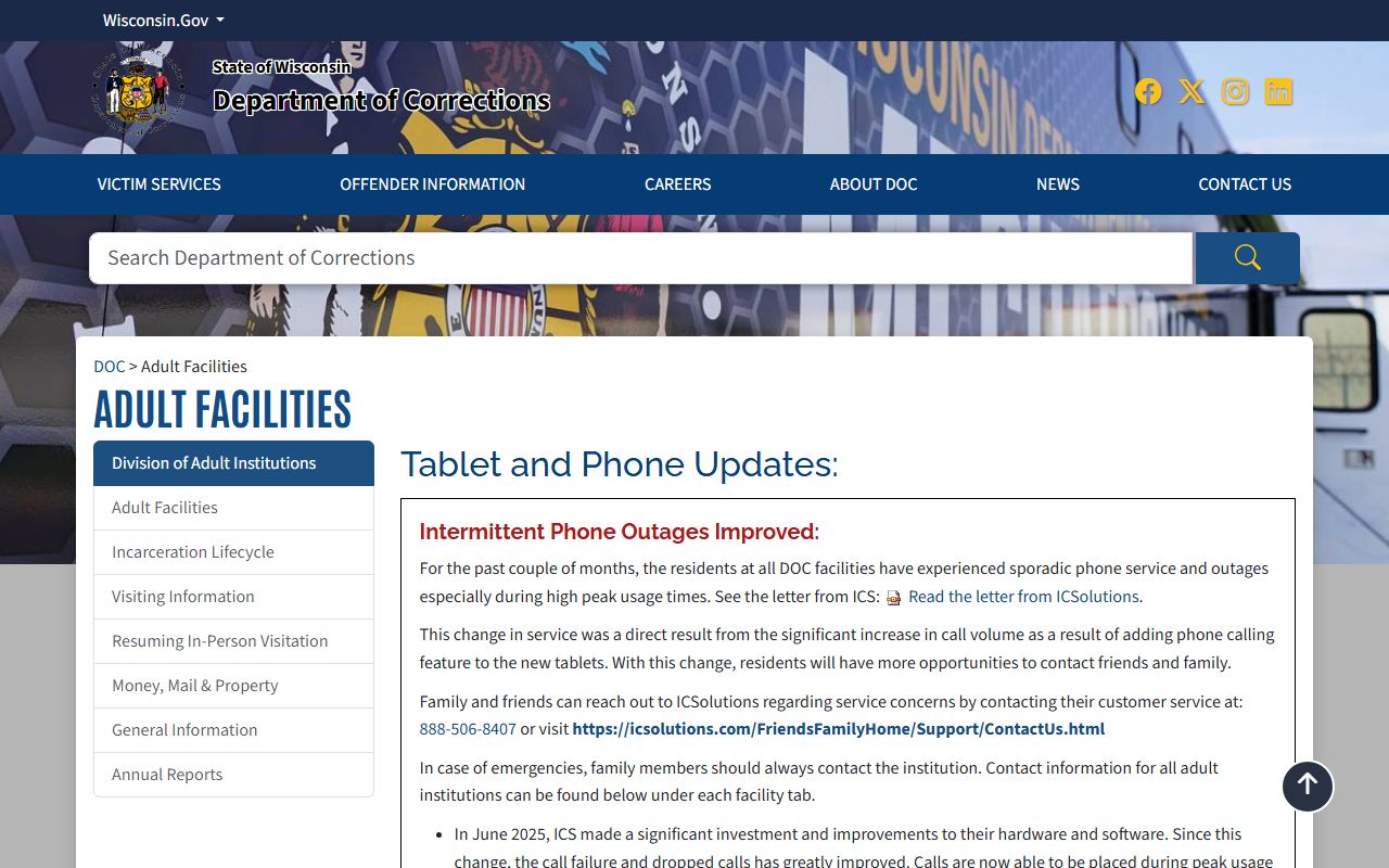 Wisconsin inmate population adult institutions